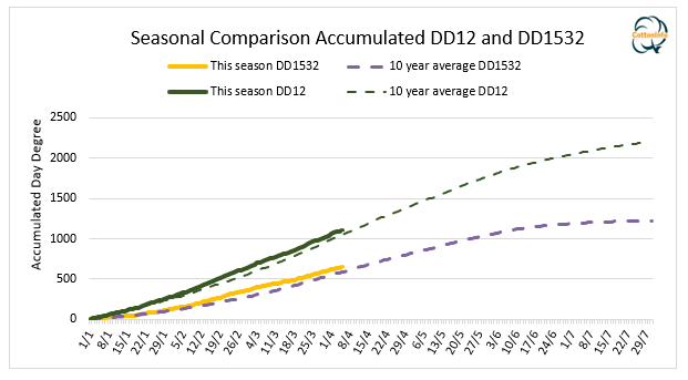 seasonal comparison accumulated DD12 and DD1532